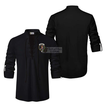 Melville Clan Crest Ghillie Kilt Shirt Men Black - 2D-tartanvibesclothing