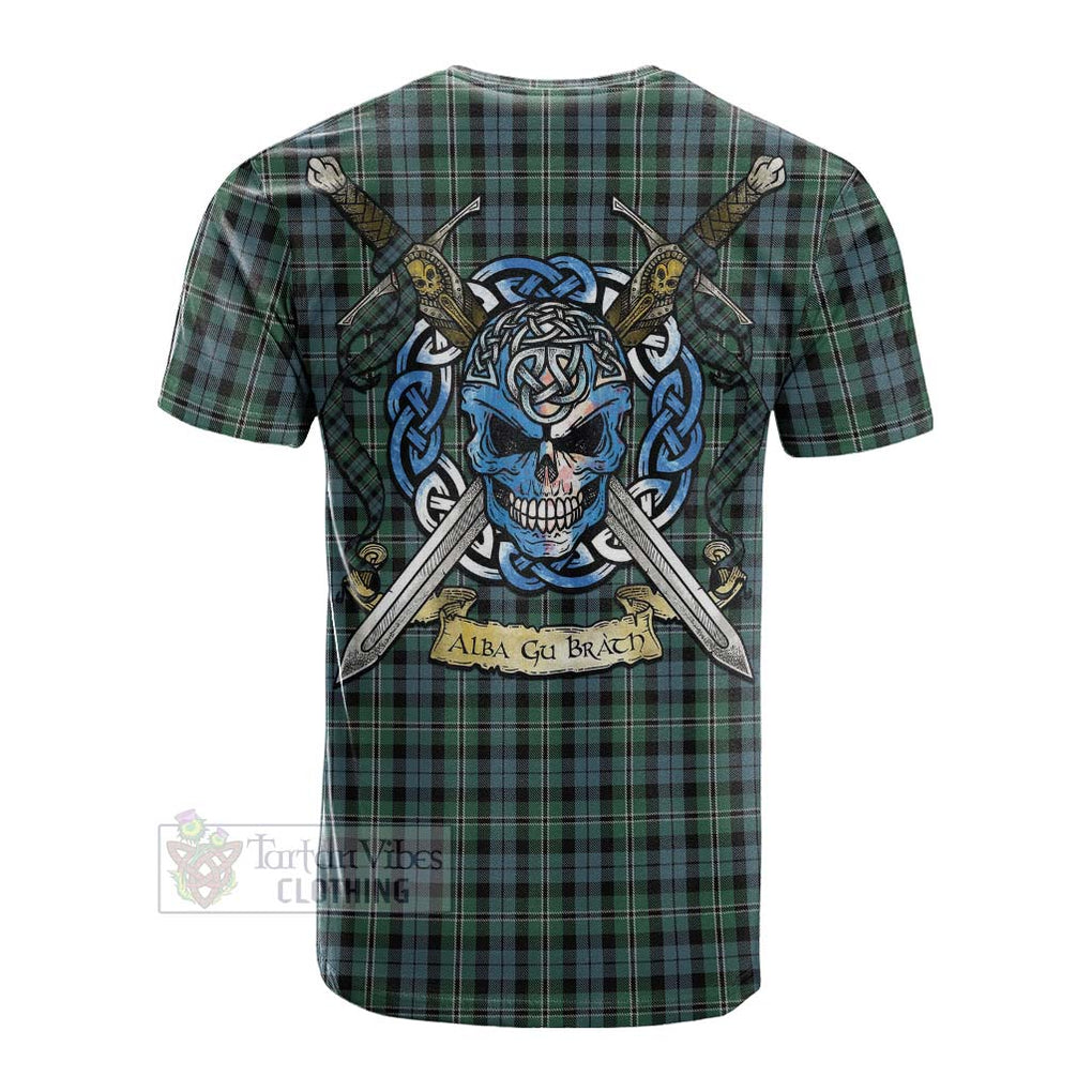 Tartan Vibes Clothing Melville Tartan Cotton T-shirt with Family Crest Celtic Skull Style