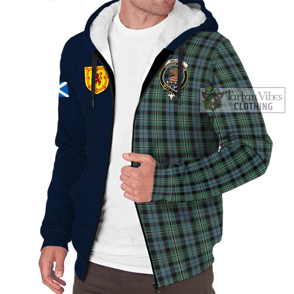 Tartan Vibes Clothing Melville Tartan Sherpa Hoodie with Scottish Lion Royal Arm Half Style