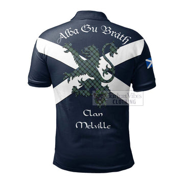Melville Tartan Lion Rampant Polo Shirt Proudly Display Your Heritage with Alba Gu Brath and Clan Name - Tartan Vibes Clothing