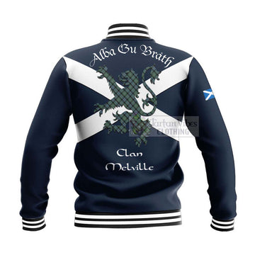 Melville Tartan Lion Rampant Baseball Jacket Proudly Display Your Heritage with Alba Gu Brath and Clan Name - Tartan Vibes Clothing