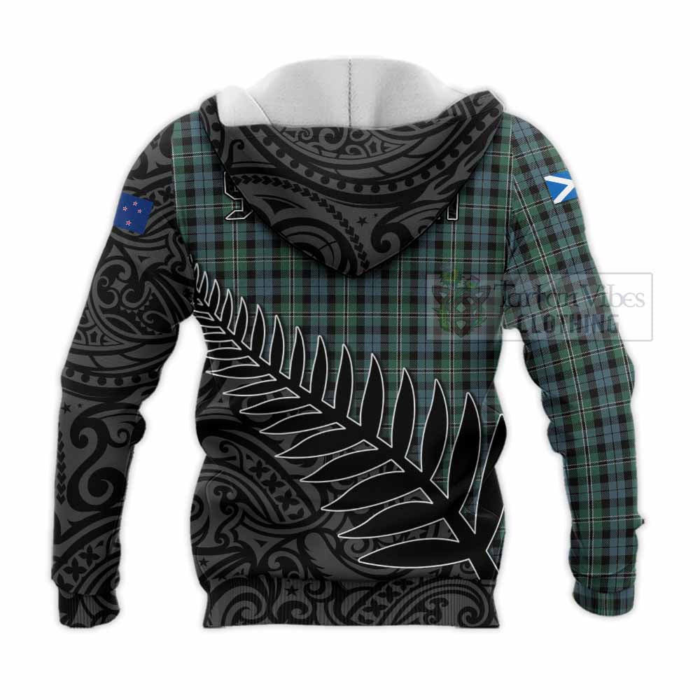 Tartan Vibes Clothing Melville Crest Tartan Knitted Hoodie with New Zealand Silver Fern Half Style