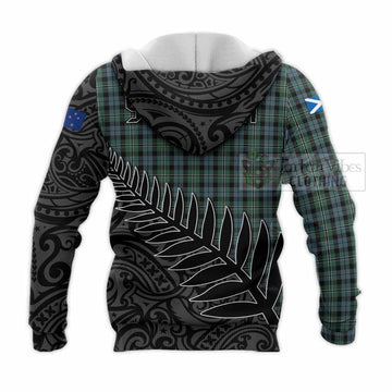 Melville Crest Tartan Knitted Hoodie with New Zealand Silver Fern Half Style