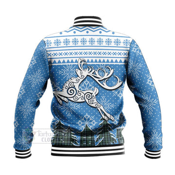 Melville Clan Christmas Baseball Jacket Celtic Reindeer Style - Tartan Vibes Clothing