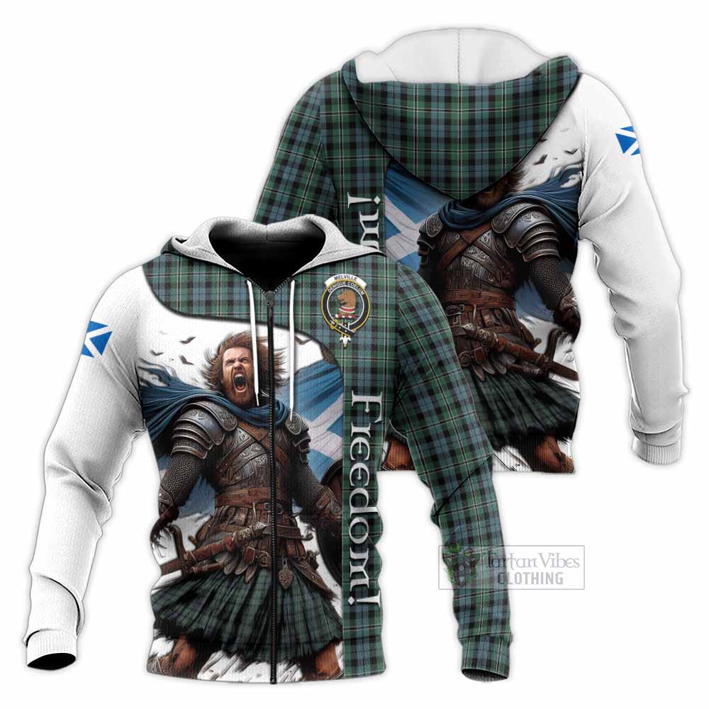 Tartan Vibes Clothing Melville Crest Tartan Knitted Hoodie Inspired by the Freedom of Scottish Warrior