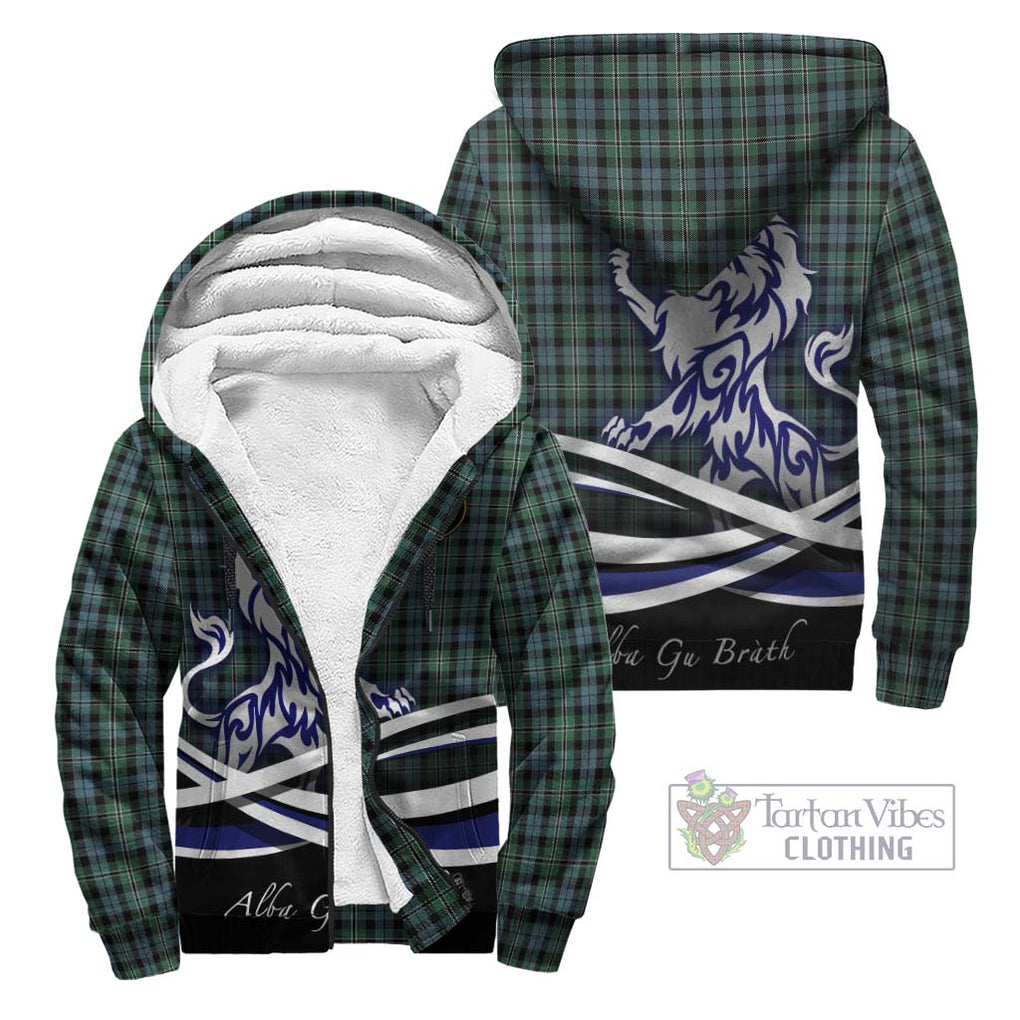 Melville Tartan Sherpa Hoodie with Alba Gu Brath Regal Lion Emblem Unisex - Tartanvibesclothing Shop