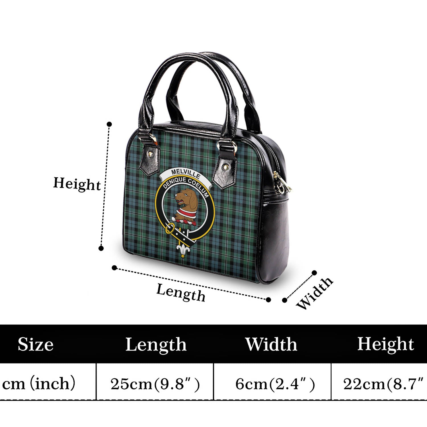 Melville Tartan Shoulder Handbags with Family Crest - Tartanvibesclothing