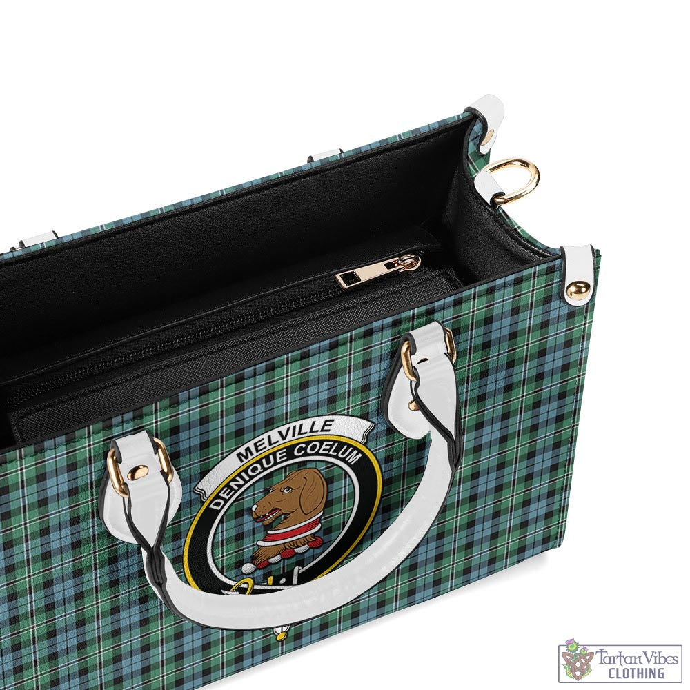 Tartan Vibes Clothing Melville Ancient Tartan Luxury Leather Handbags with Family Crest