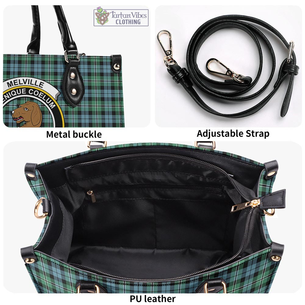 Tartan Vibes Clothing Melville Ancient Tartan Luxury Leather Handbags with Family Crest