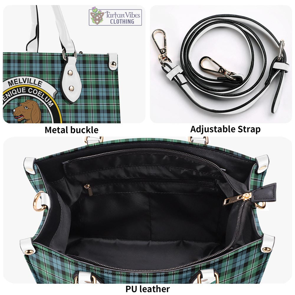 Tartan Vibes Clothing Melville Ancient Tartan Luxury Leather Handbags with Family Crest