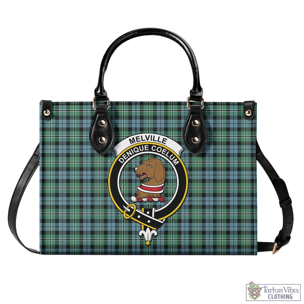 Tartan Vibes Clothing Melville Ancient Tartan Luxury Leather Handbags with Family Crest