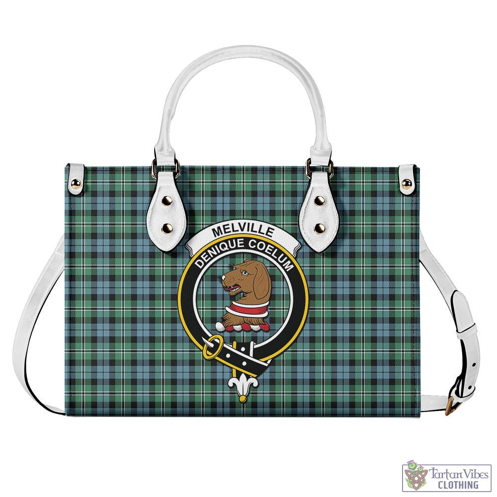 Tartan Vibes Clothing Melville Ancient Tartan Luxury Leather Handbags with Family Crest