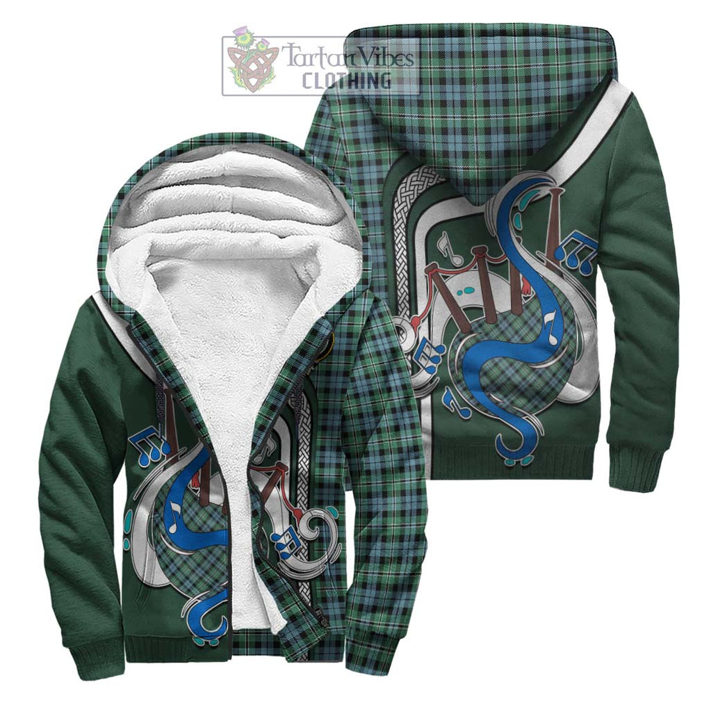 Melville Ancient Tartan Sherpa Hoodie with Epic Bagpipe Style Unisex S - Tartanvibesclothing Shop