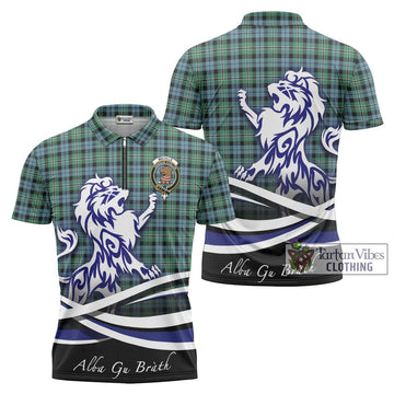 Melville Ancient Tartan Zipper Polo Shirt with Alba Gu Brath Regal Lion Emblem