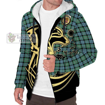 Melville Ancient Tartan Sherpa Hoodie with Family Crest Celtic Wolf Style