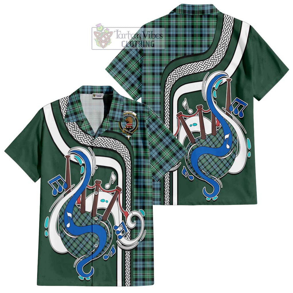 Melville Ancient Tartan Short Sleeve Button Shirt with Epic Bagpipe Style Kid - Tartanvibesclothing Shop