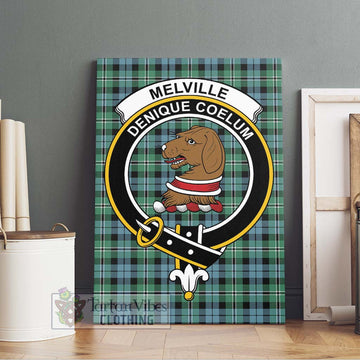 Melville Ancient Tartan Canvas Print Wall Art with Family Crest