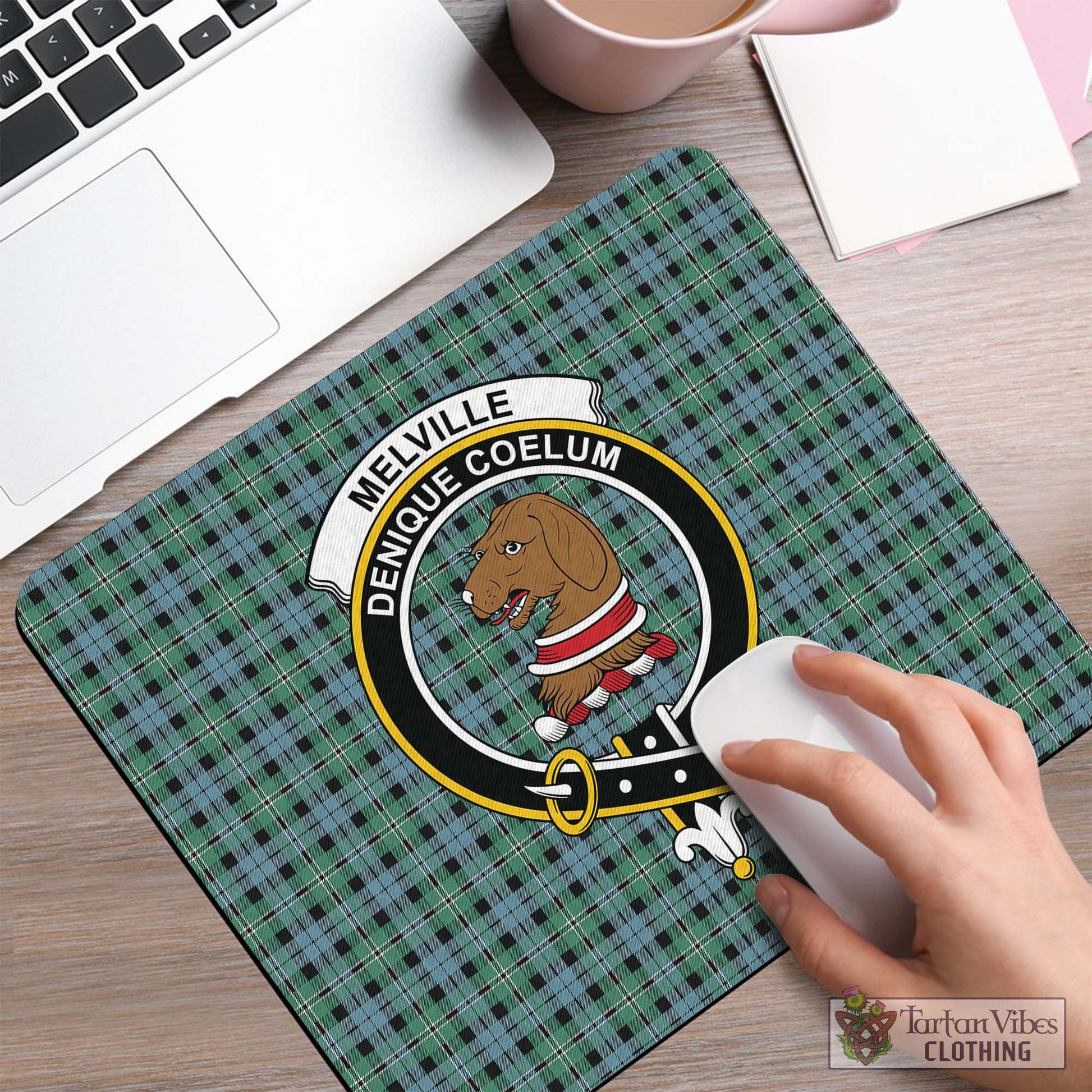 Tartan Vibes Clothing Melville Ancient Tartan Mouse Pad with Family Crest