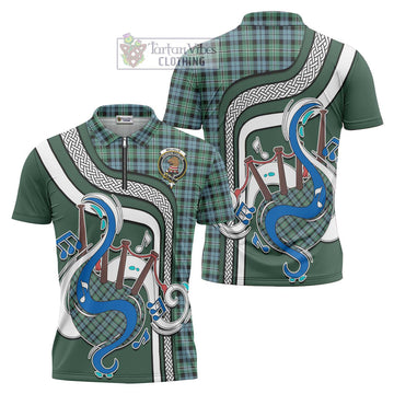 Melville Ancient Tartan Zipper Polo Shirt with Epic Bagpipe Style