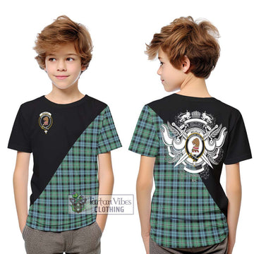 Melville Ancient Tartan Kid T-Shirt with Family Crest and Military Logo Style