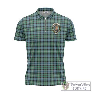 Melville Ancient Tartan Zipper Polo Shirt with Family Crest