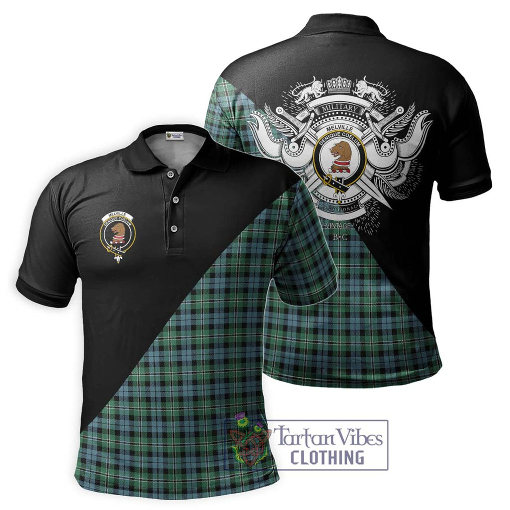 Melville Ancient Tartan Polo Shirt with Family Crest and Military Logo Style Kid - Tartanvibesclothing Shop