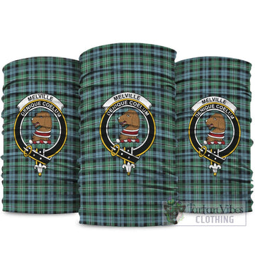 Melville Ancient Tartan Neck Gaiters, Tartan Bandanas, Tartan Head Band with Family Crest