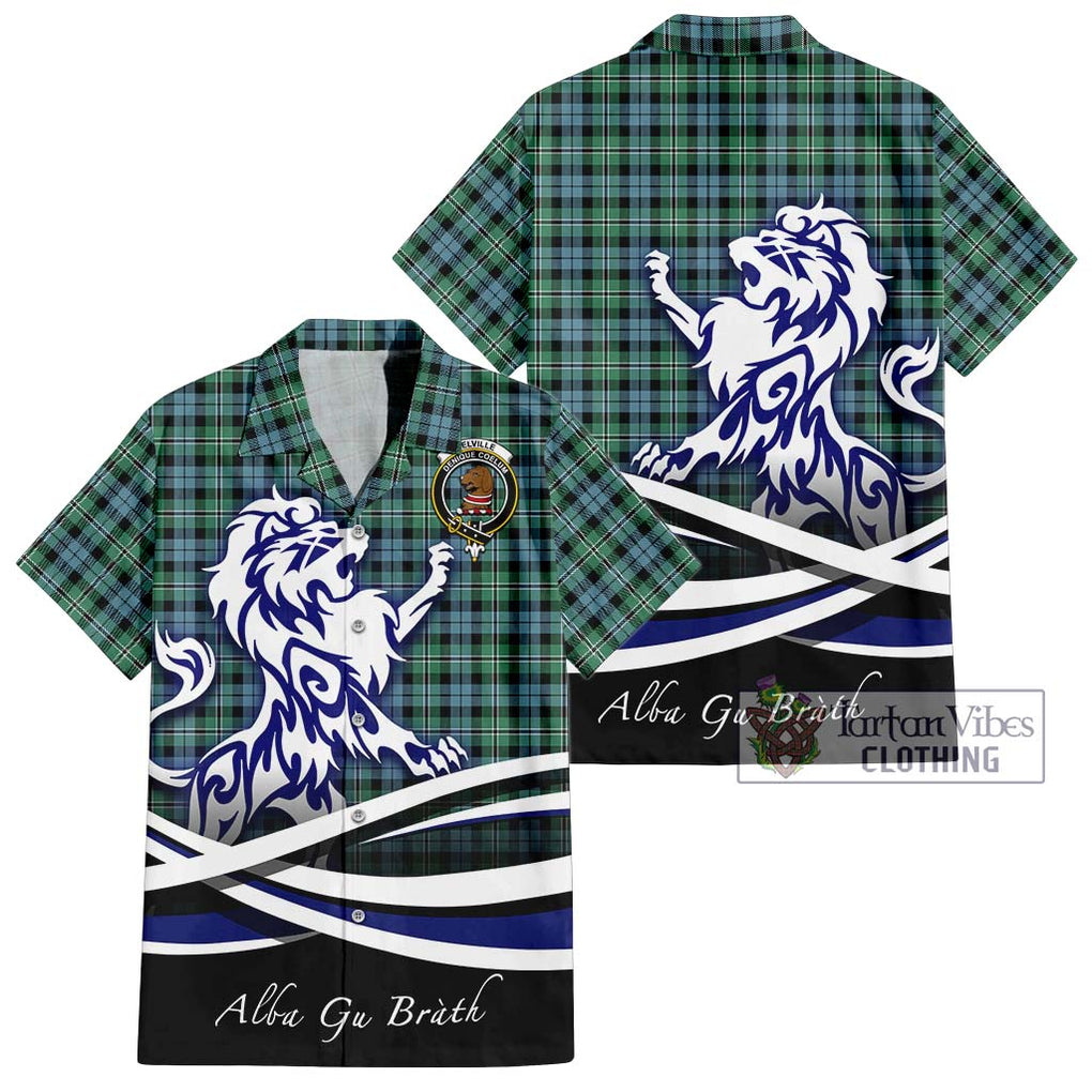 Melville Ancient Tartan Short Sleeve Button Shirt with Alba Gu Brath Regal Lion Emblem Kid - Tartanvibesclothing Shop