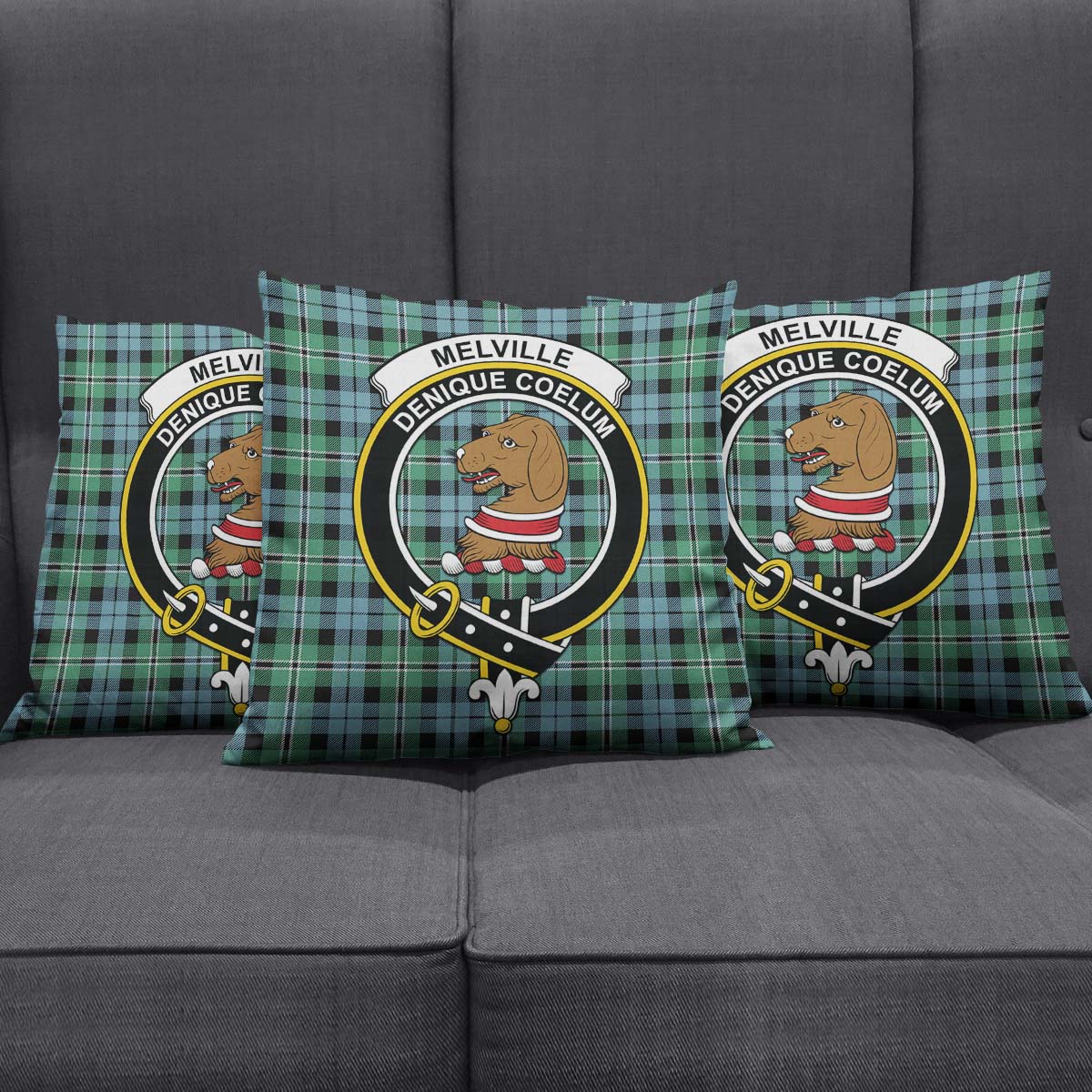 Melville Ancient Tartan Pillow Cover with Family Crest Square Pillow Cover - Tartanvibesclothing