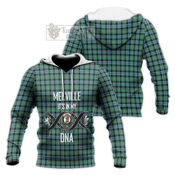 Melville Ancient Tartan Knitted Hoodie with Family Crest DNA In Me Style