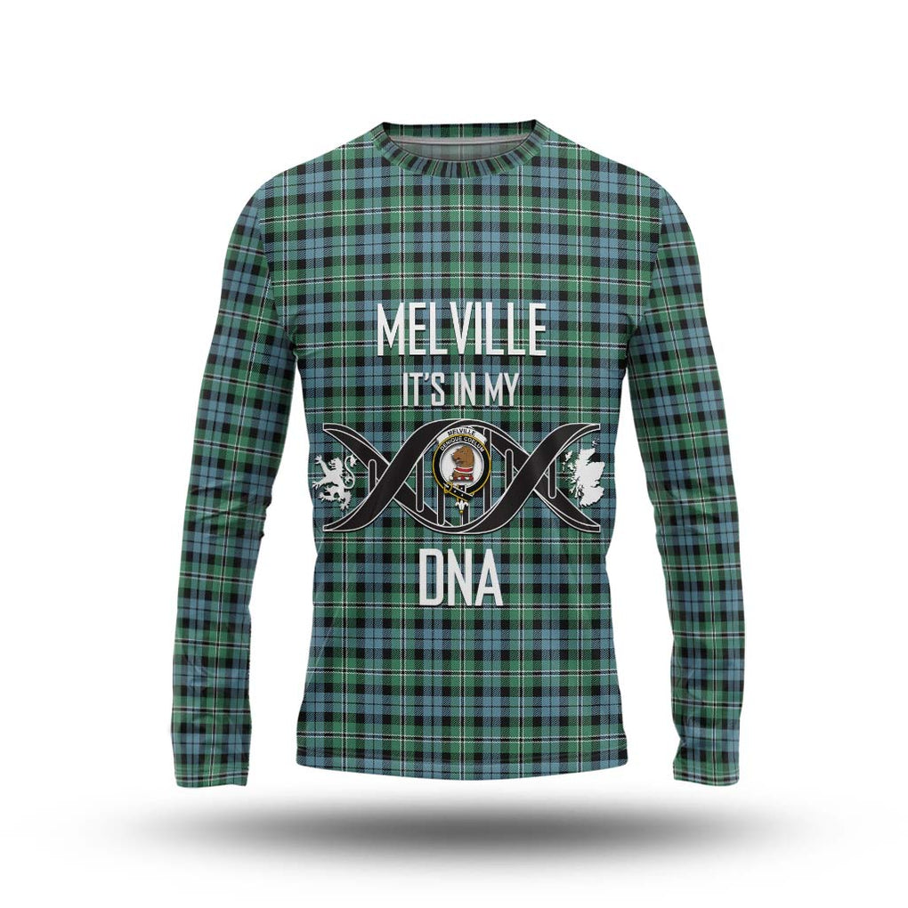 Melville Ancient Tartan Long Sleeve T-Shirt with Family Crest DNA In Me Style Unisex - Tartanvibesclothing Shop