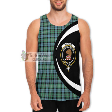 Melville Ancient Tartan Men's Tank Top with Family Crest Circle Style