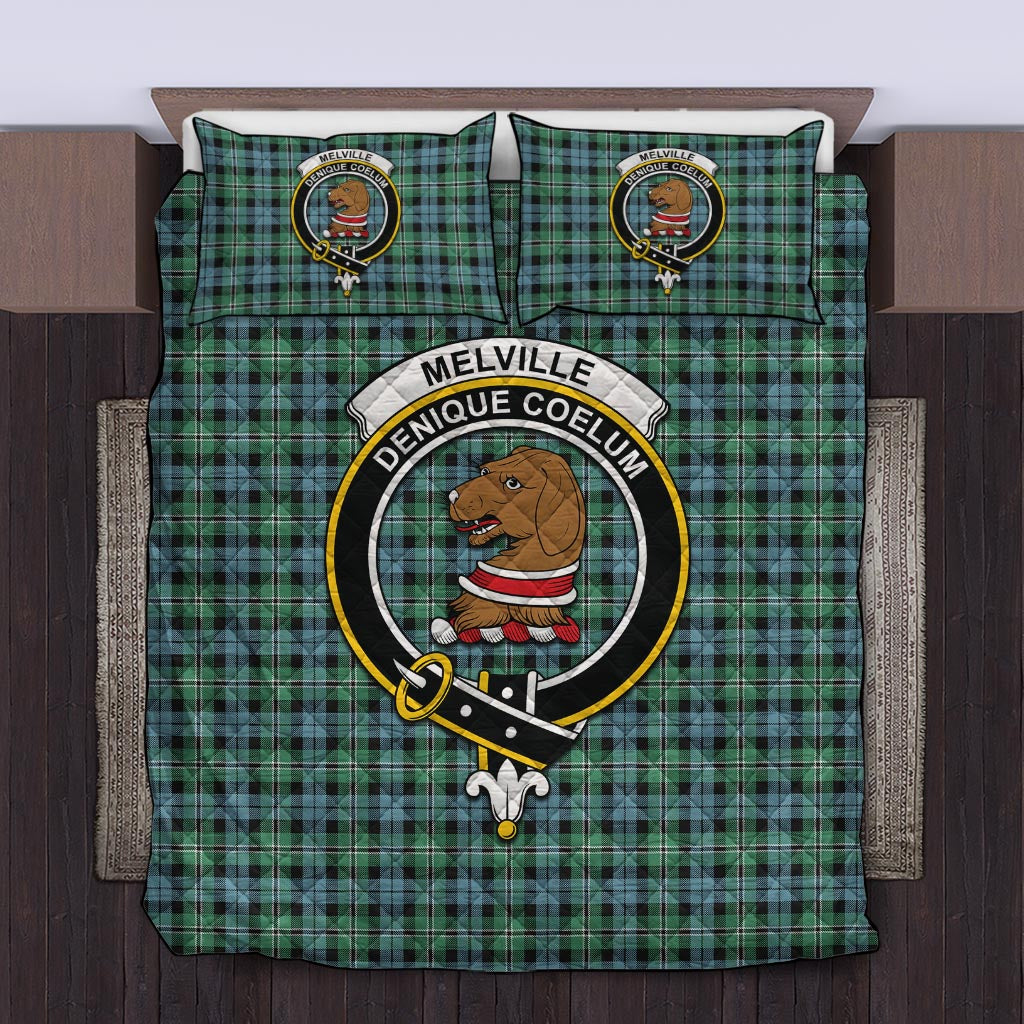 Melville Ancient Tartan Quilt Bed Set with Family Crest Twin - Tartan Vibes Clothing