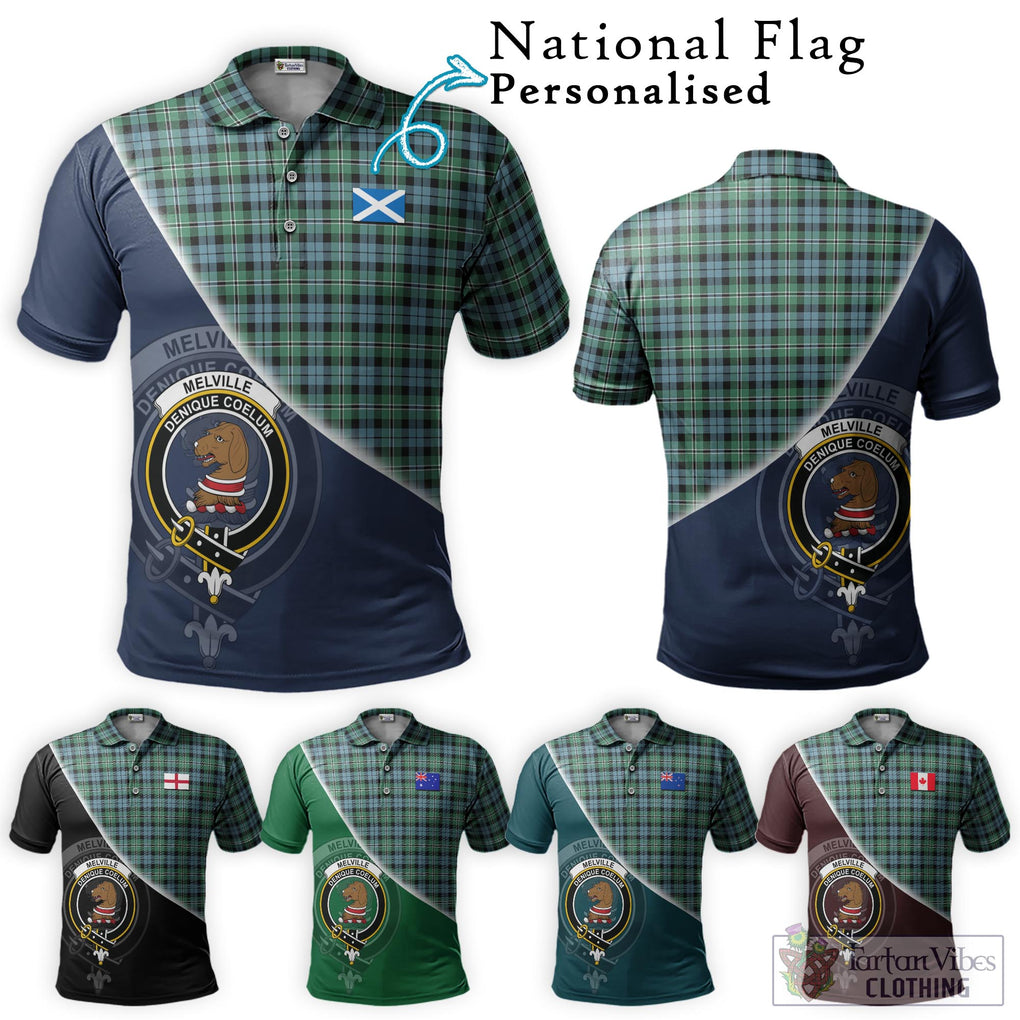 Melville Ancient Tartan Polo Shirt with Personalised National Flag and Family Crest Half Style Maroon - Tartanvibesclothing Shop