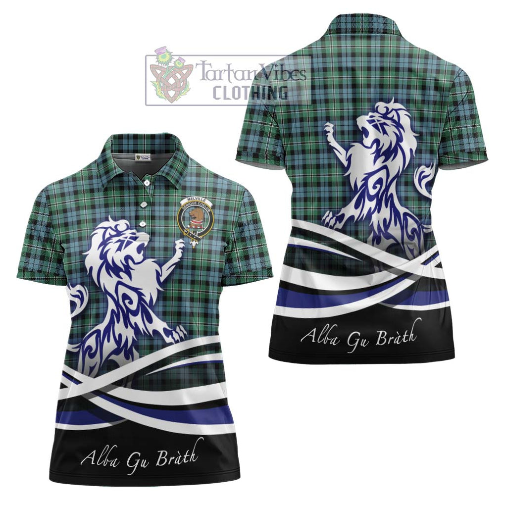 Melville Ancient Tartan Women's Polo Shirt with Alba Gu Brath Regal Lion Emblem Women - Tartanvibesclothing Shop