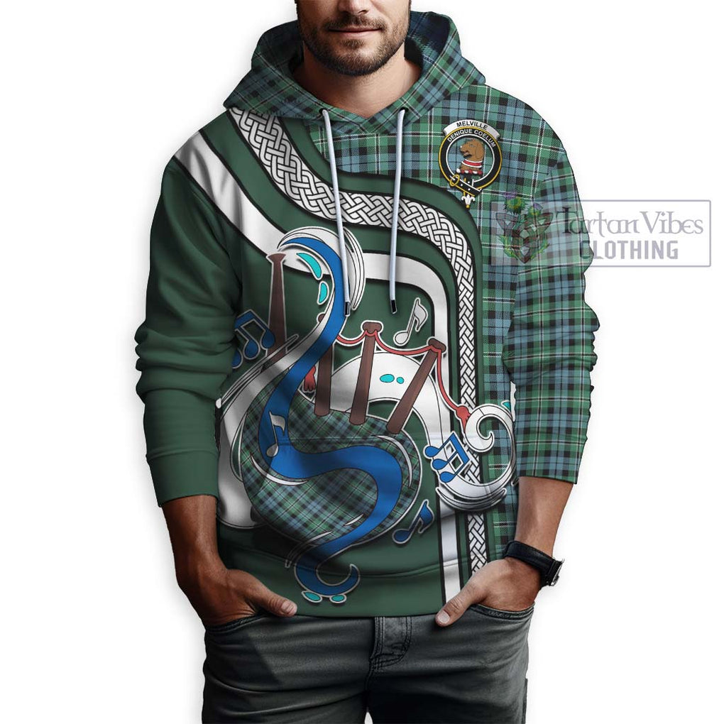 Melville Ancient Tartan Hoodie with Epic Bagpipe Style Zip Hoodie - Tartanvibesclothing Shop