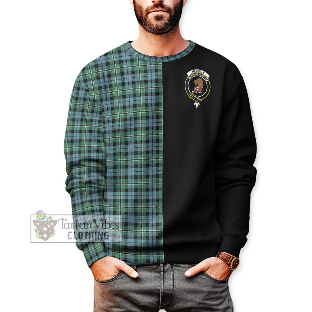 Melville Ancient Tartan Sweatshirt with Family Crest and Half Of Me Style Unisex - Tartanvibesclothing Shop