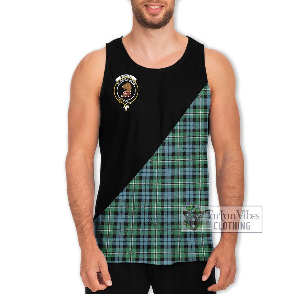 Melville Ancient Tartan Men's Tank Top with Family Crest and Military Logo Style Men - Tartanvibesclothing Shop