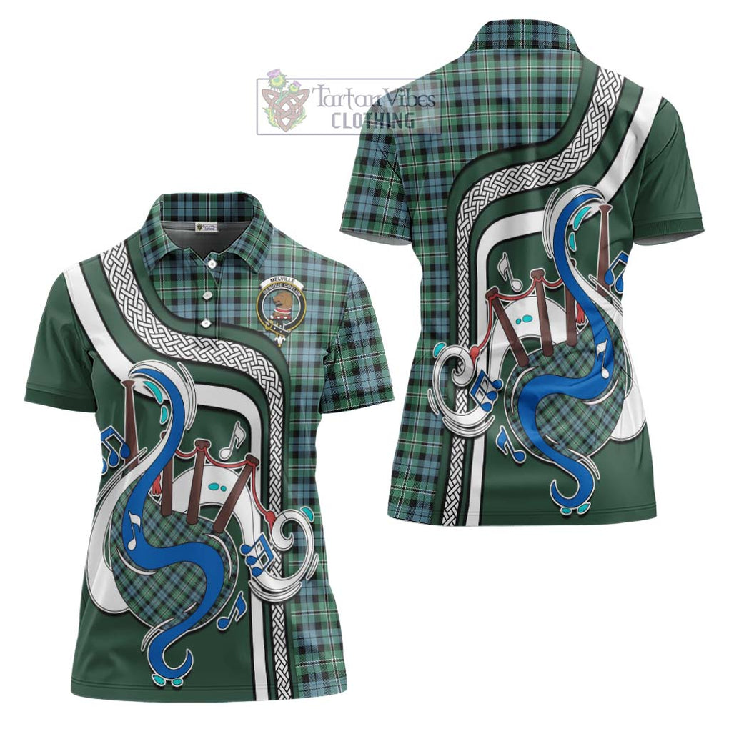 Melville Ancient Tartan Women's Polo Shirt with Epic Bagpipe Style Women - Tartanvibesclothing Shop