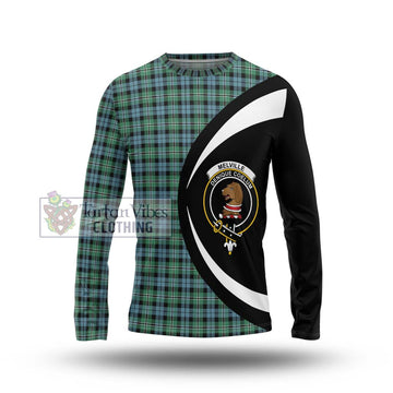 Melville Ancient Tartan Long Sleeve T-Shirt with Family Crest Circle Style