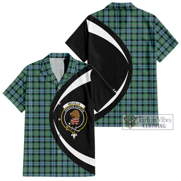 Melville Ancient Tartan Short Sleeve Button Up with Family Crest Circle Style