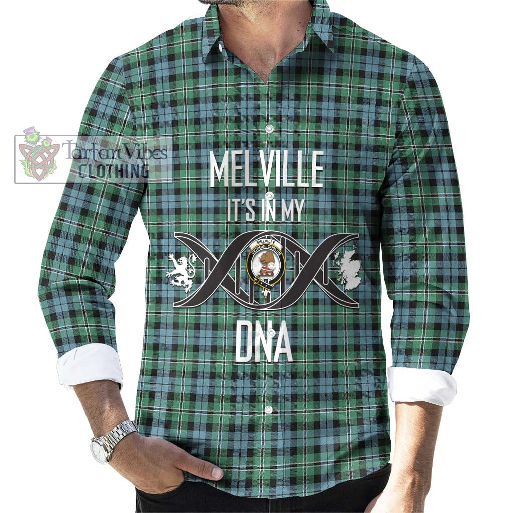 Melville Ancient Tartan Long Sleeve Button Shirt with Family Crest DNA In Me Style Men's Shirt S - Tartanvibesclothing Shop