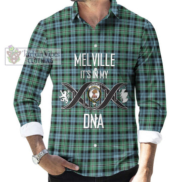 Melville Ancient Tartan Long Sleeve Button Shirt with Family Crest DNA In Me Style