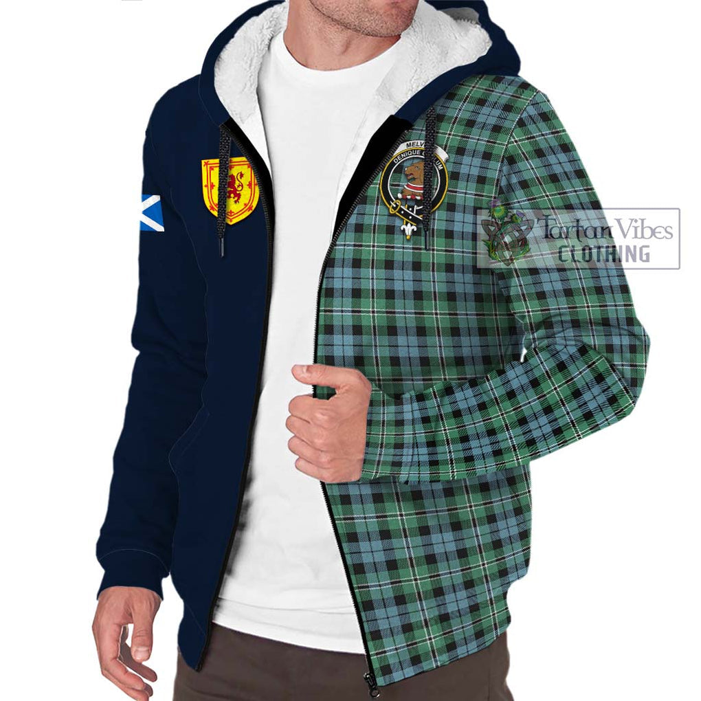 Tartan Vibes Clothing Melville Ancient Tartan Sherpa Hoodie with Scottish Lion Royal Arm Half Style