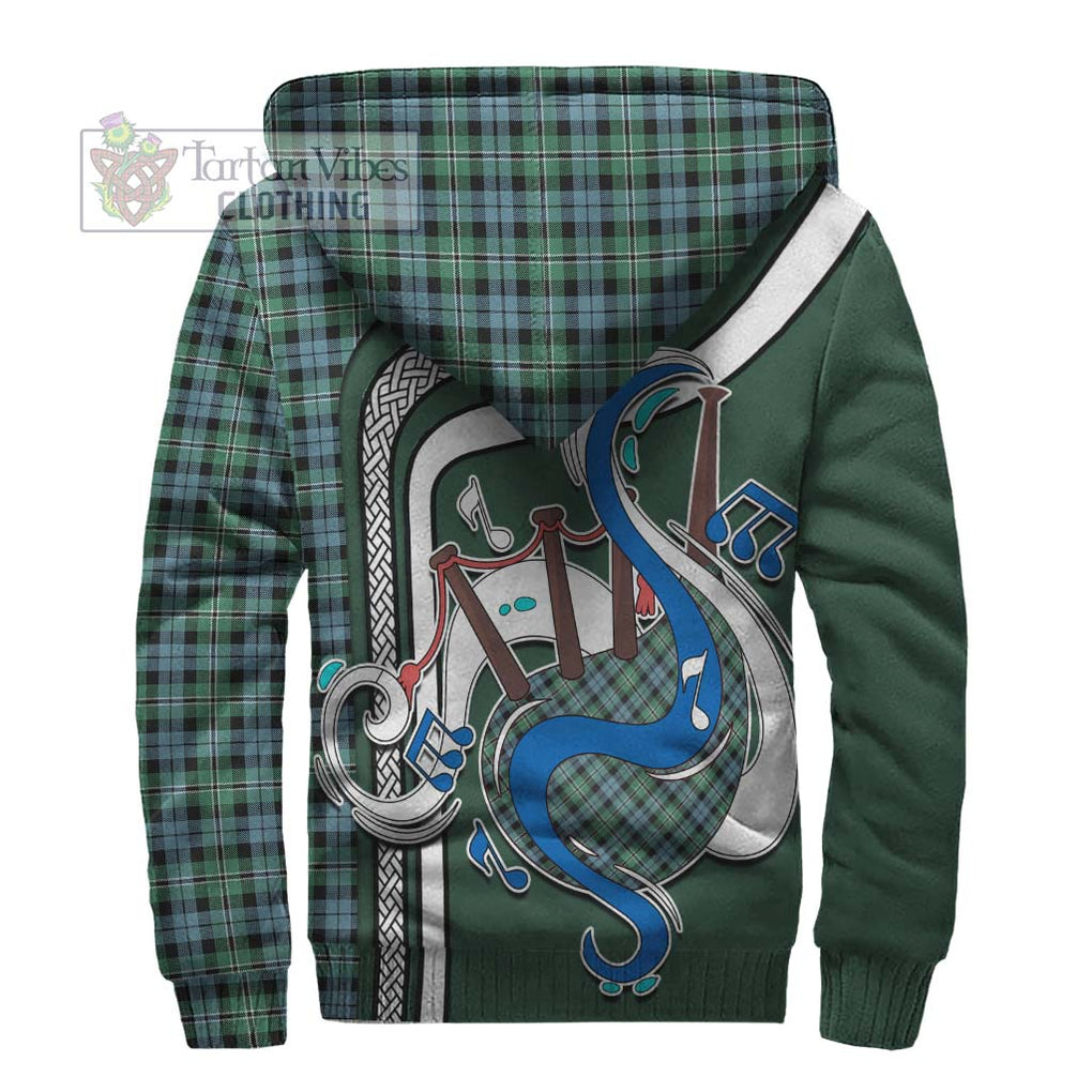 Melville Ancient Tartan Sherpa Hoodie with Epic Bagpipe Style - Tartanvibesclothing Shop