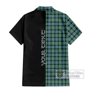 Melville Ancient Tartan Short Sleeve Button Shirt with Family Crest and Half Of Me Style