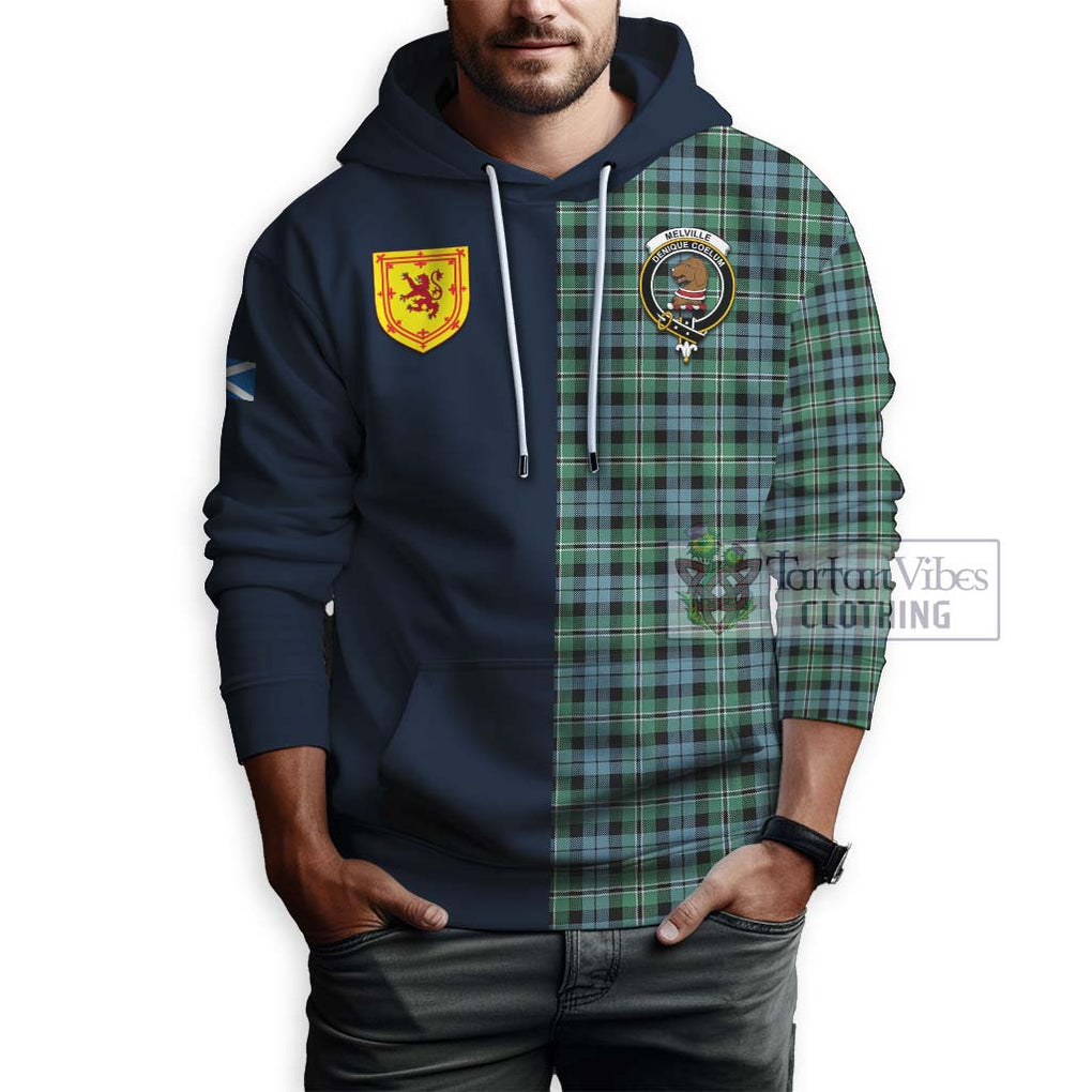 Tartan Vibes Clothing Melville Ancient Tartan Hoodie with Scottish Lion Royal Arm Half Style