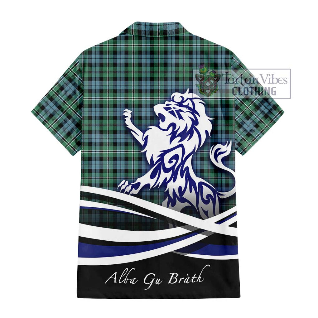 Melville Ancient Tartan Short Sleeve Button Shirt with Alba Gu Brath Regal Lion Emblem - Tartanvibesclothing Shop