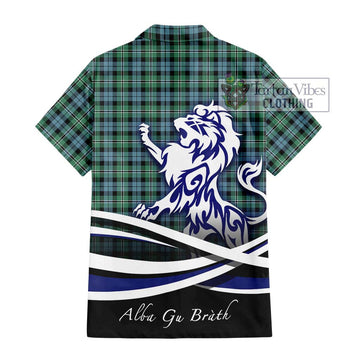 Melville Ancient Tartan Short Sleeve Button Shirt with Alba Gu Brath Regal Lion Emblem