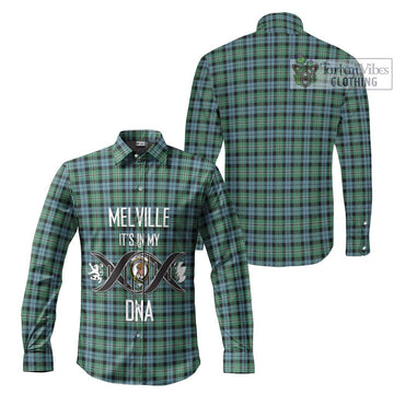 Melville Ancient Tartan Long Sleeve Button Shirt with Family Crest DNA In Me Style